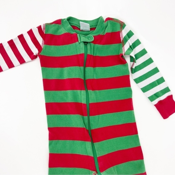 ✅ HANNA ANDERSSON CHRISTMAS LONG JOHN PAJAMAS SIZE US 3 RED/GREEN/WHITE STRIPE - Picture 3 of 5